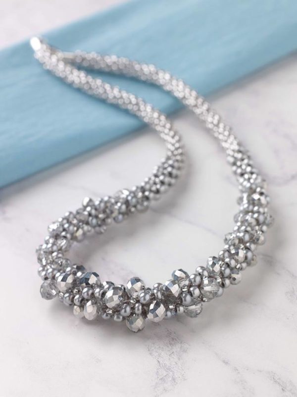 Silver Crystal Kumihimo Necklace - Riverside Beads