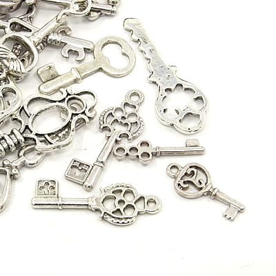 Assorted Key Charms - Silver - Charms - Riverside Beads