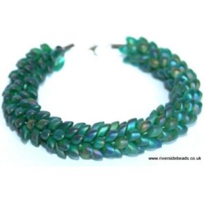 Teal Beaded Magatama Kumihimo - Riverside Beads
