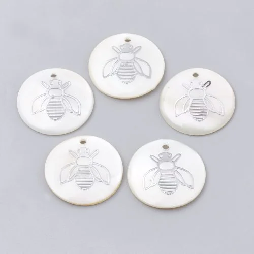 Shell Bee Charms - Silver
