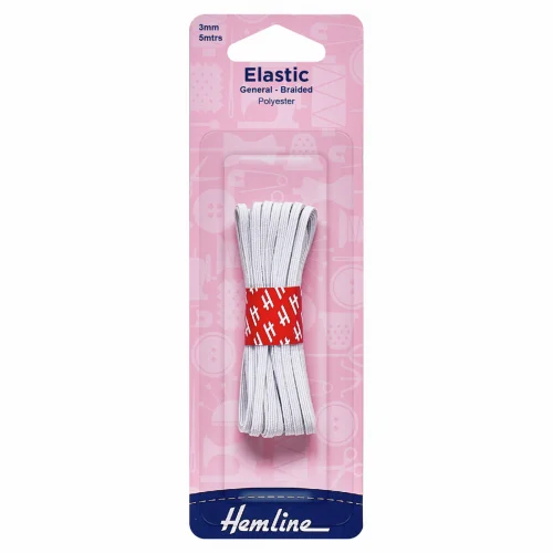 Braided Elastic 5 metres x 3mm White