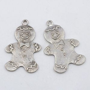 Gingerbread Man Charm - Silver - Riverside Beads