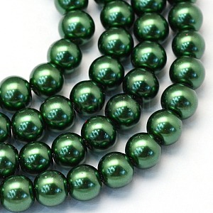 Green glass pearl beads in assorted sizes for necklaces bracelets earrings and jewellery making