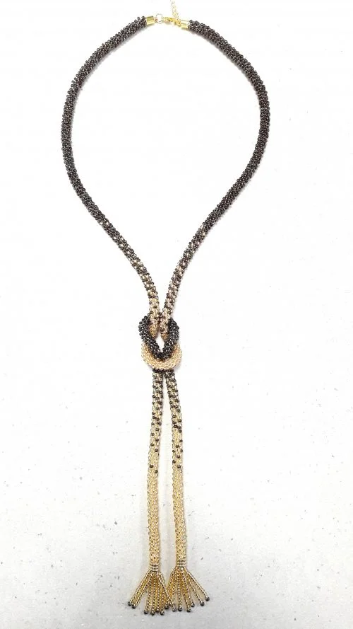 Gold Infinity Knot Beaded Necklace-riverside beads