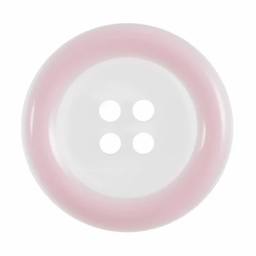 Colour rim clear button - 25mm Light Pink
