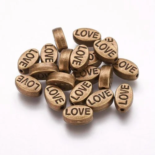 Love Charm Beads - Antique Brass