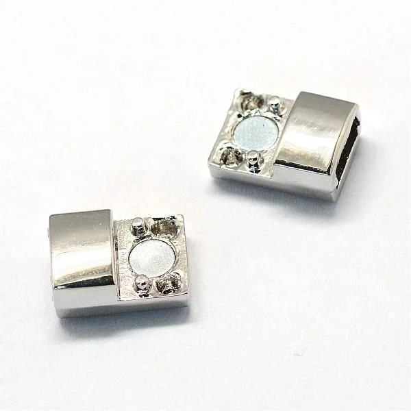 6mm Silver Kumihimo Rectangular Magnetic Clasp - Image 2