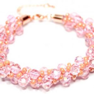 Pink Crystal Kumihimo Bracelet-riverside beads