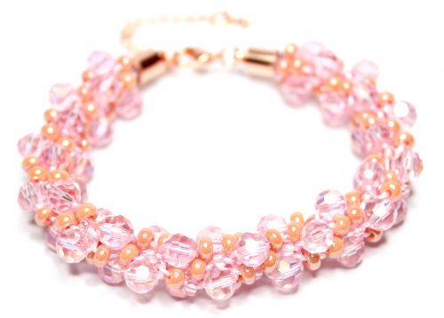 Pink Crystal Kumihimo Bracelet-riverside beads