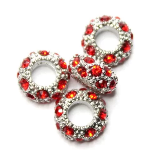 Diamante Large Beads - Red - Riverside Beads