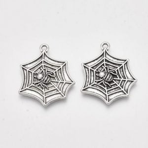 Halloween Spider Web Charm Antique Silver - Riverside Beads