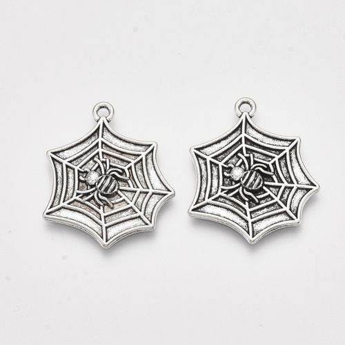 Halloween Spider Web Charm Antique Silver - Riverside Beads