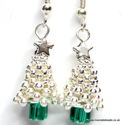 Silver Tree Earrings Sparkle-riverside beads