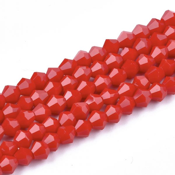 Crystal Bicone Bead - Opaque Red - Riverside Beads
