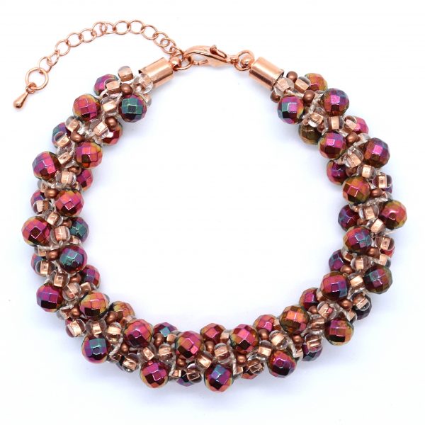 Rose Gold Crystal Kumihimo - Riverside Beads