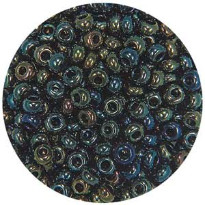 Size 10/0 Preciosa Seed Beads - Metallic Green Iris - Riverside Beads