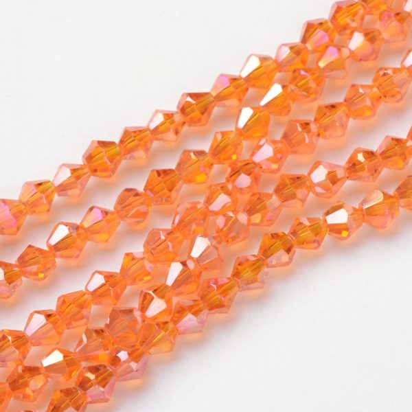 Crystal Bicone Bead - Orange AB - Riverside Beads