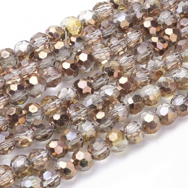 Faceted Glass Crystal Round Beads - Copper - Riverside Beads