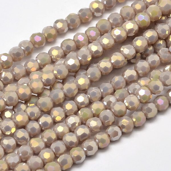 Faceted Glass Crystal Round Beads - Lilac AB - Riverside Beads