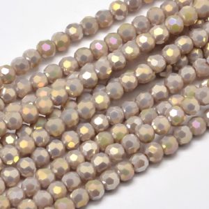 Faceted Glass Crystal Round Beads - Lilac AB - Riverside Beads