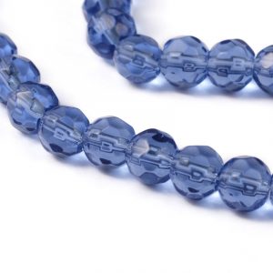 6mm Round Glass Faceted Crystal - Aquamarine - Riverside Beads