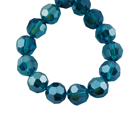 6mm Round Glass Faceted Crystal - Dark Cyan - Riverside Beads
