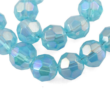 6mm Round Glass Faceted Crystal - Sky Blue - Riverside Beads