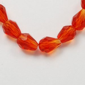 Crystal Drop Bead - Orange Red - Riverside Beads