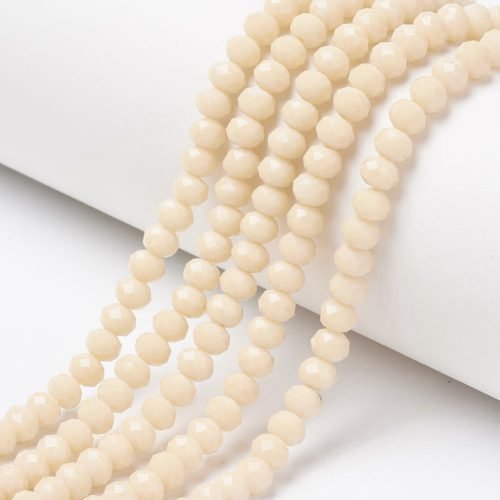 Opaque Cream Crystal Rondelle Bead - Riverside Beads