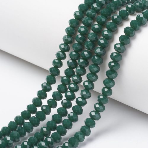 Opaque Dark Green Crystal Rondelle Bead - Riverside Beads