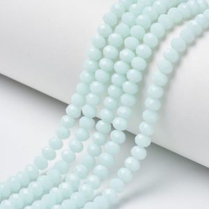 Opaque Light Cyan Crystal Rondelle Bead - Riverside Beads