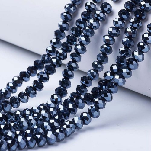 Opaque Luster Black Crystal Rondelle Bead - Riverside Beads