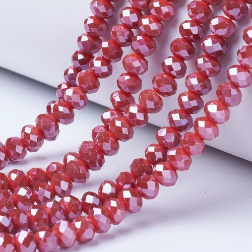 Opaque Luster Brick Red Crystal Rondelle Bead - Riverside Beads
