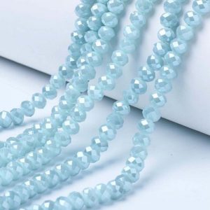 Opaque Luster Light Cyan Crystal Rondelle Bead - Riverside Beads