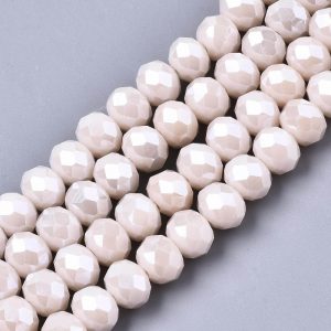 Opaque Luster Misty Rose Crystal Rondelle Bead - Riverside Beads