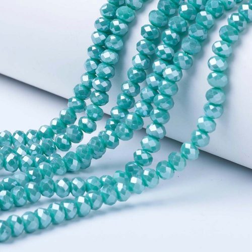 Opaque Luster Turquoise Crystal Rondelle Bead - Riverside Beads