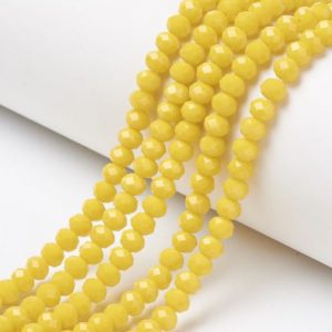 Opaque Yellow Crystal Rondelle Bead - Riverside Beads