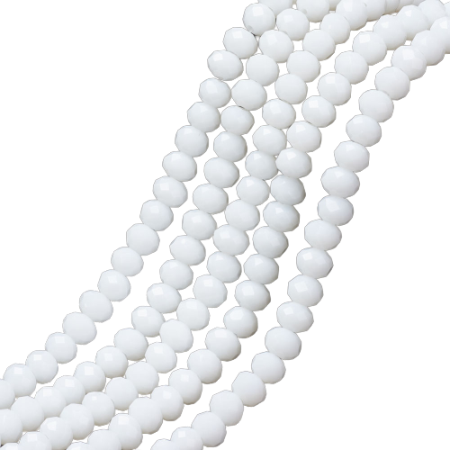 Opaque White Crystal Rondelle Bead - Riverside Beads