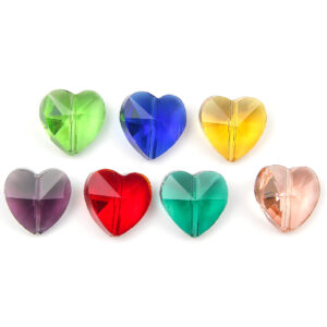 Glass Faceted Heart Beads 14mm
