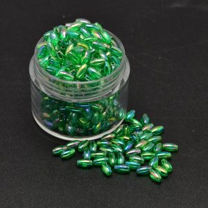 Acrylic AB Rice Bead - Green - Riverside Beads