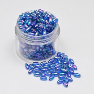 Acrylic AB Rice Bead - Peacock Blue - Riverside Beads