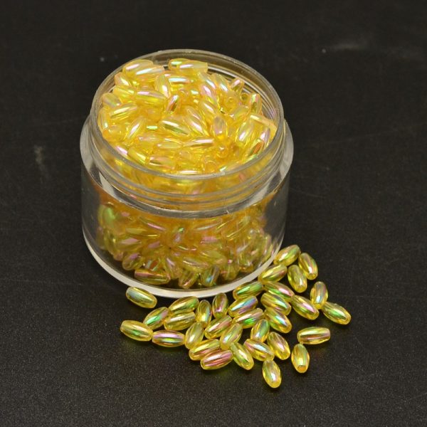 Acrylic AB Rice Bead - Yellow - Riverside Beads