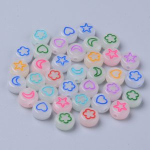 Acrylic Glow in the Dark Embossed Shapes Bead - Riverside Beads