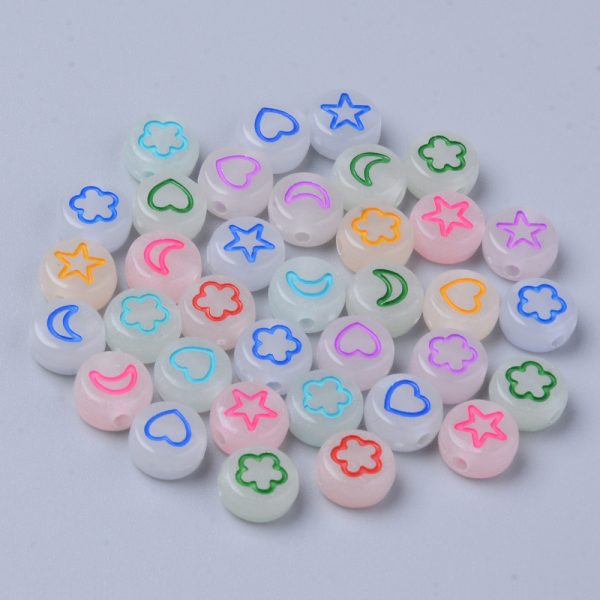 Acrylic Glow in the Dark Embossed Shapes Bead - Riverside Beads