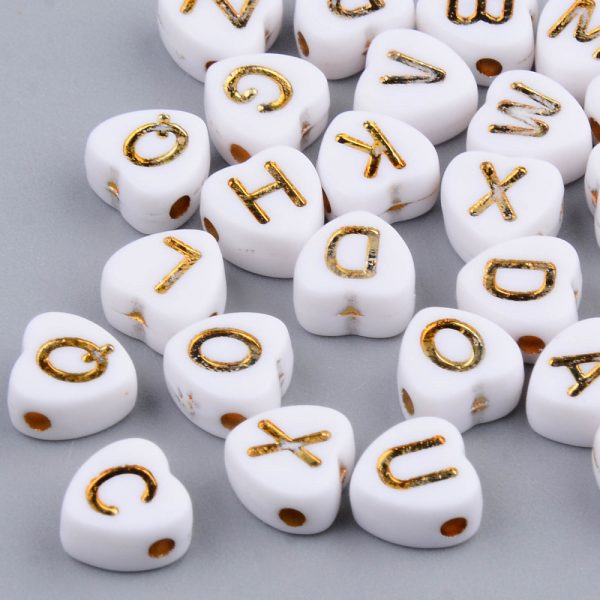 Acrylic Gold Heart Alphabet Bead - Riverside Beads