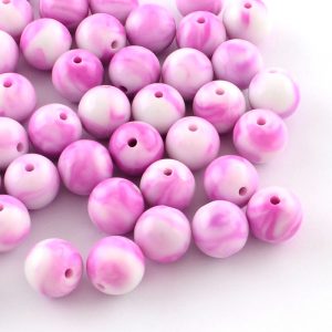 7mm Acrylic Marbled Bead - Pink - Riverside Beads