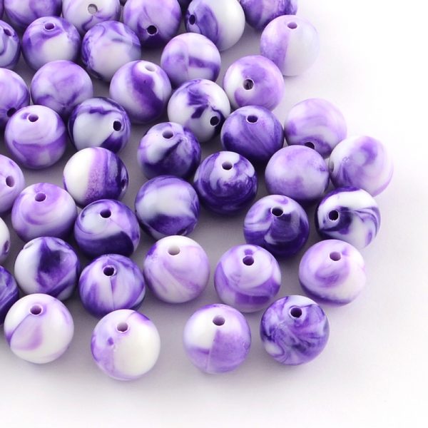 7mm Acrylic Marbled Bead - Purple - Riverside Beads