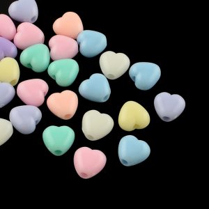 Acrylic Pastel Heart Bead - Riverside Beads