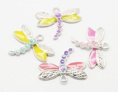 Enamel Dragonfly Charm - Multicoloured - Riverside Beads