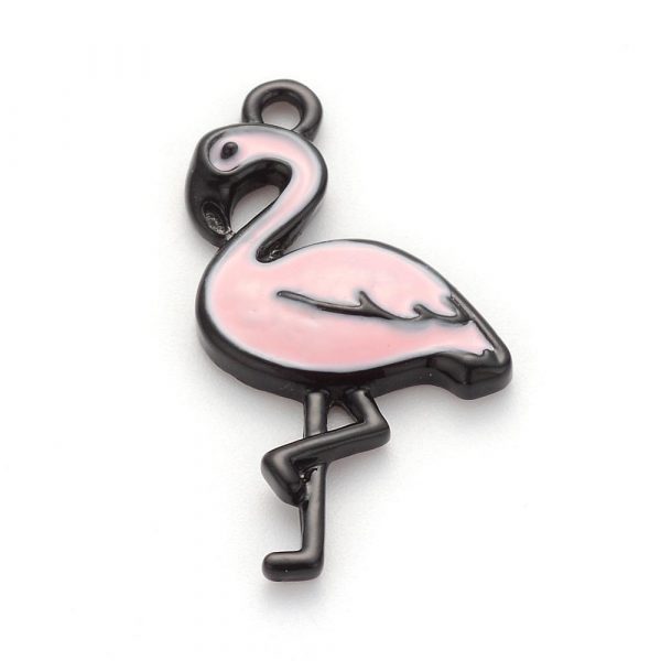 Enamel Light Pink Flamingo Charms - Riverside Beads
